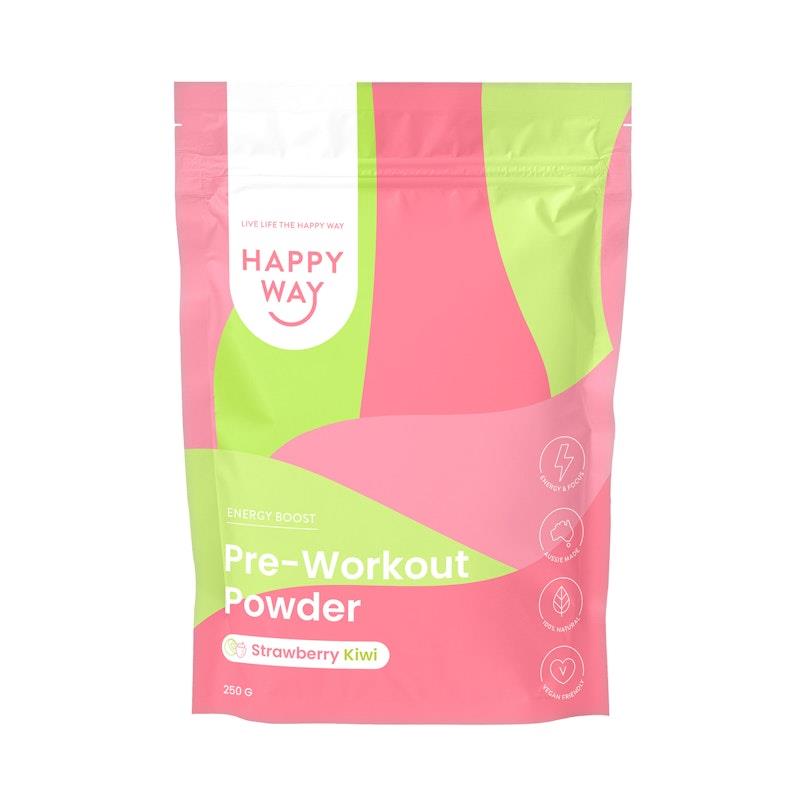 Load image into Gallery viewer, Happy Way Strawberry Kiwi Pre-workout 250g
