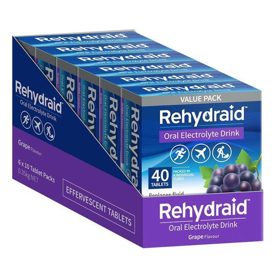 Rehydraid Electrolyte Effervescent Tablets Grape 6x40 Packs