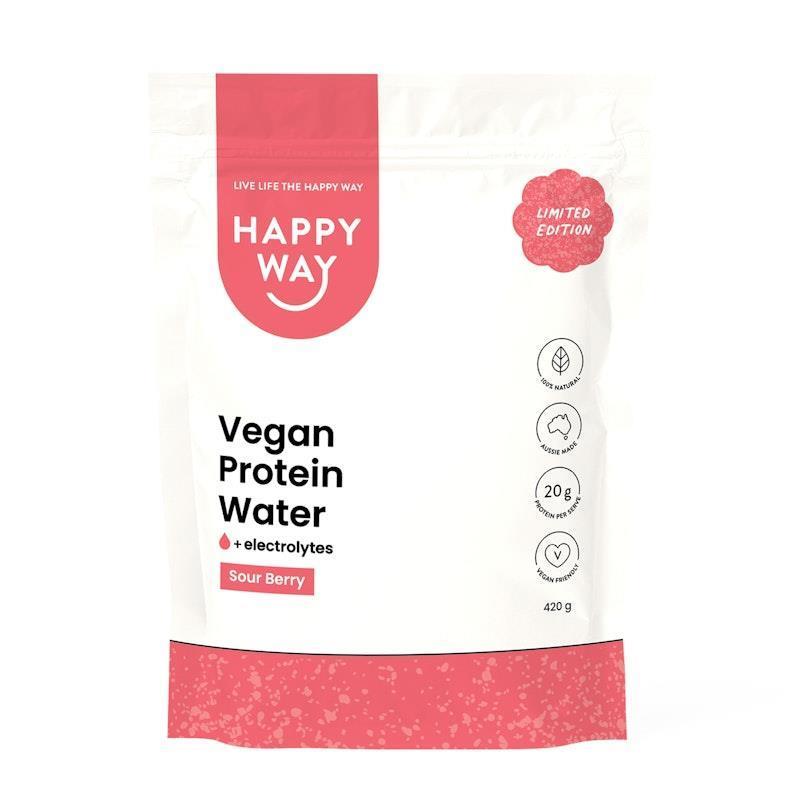 Load image into Gallery viewer, Happy Way Sour Berry Vegan Protein Water Powder 420g
