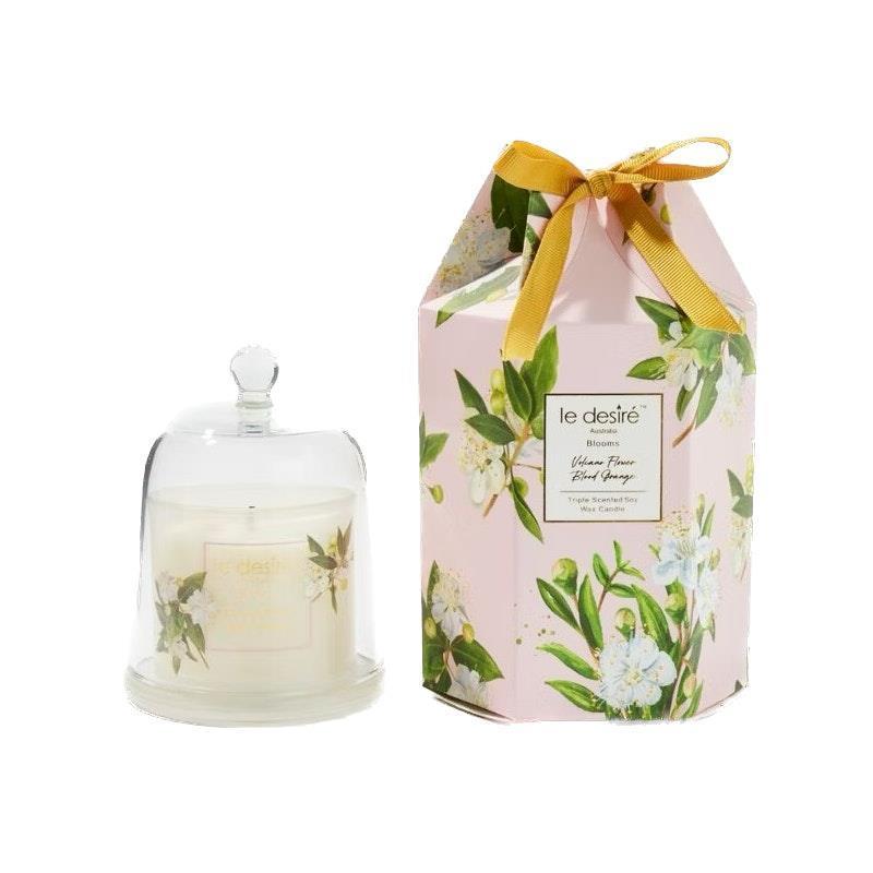 Load image into Gallery viewer, Le Desire Volcano Flower Blood Orange - Blooms Soy Candle with Glass Cloche 120g
