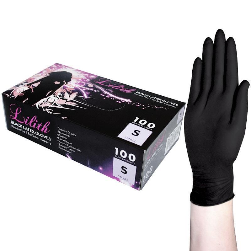 Load image into Gallery viewer, Lilith Salon Latex Gloves Powder Free Black Small 100 Pieces/Box
