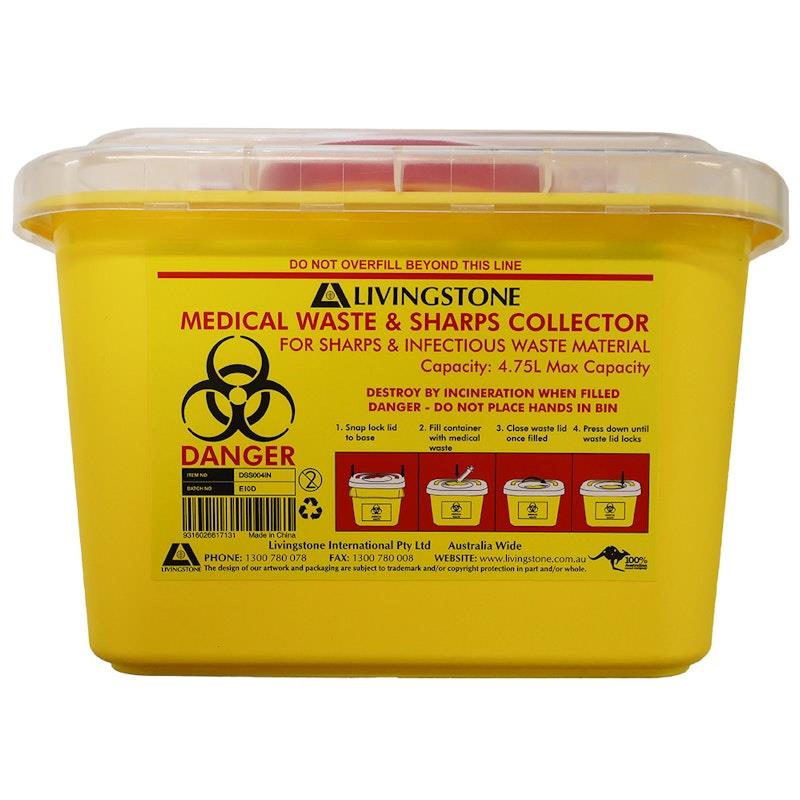 Load image into Gallery viewer, Livingstone Needles Sharps Waste Collector 24.5 x 20 x 16.5 cm 4.75L
