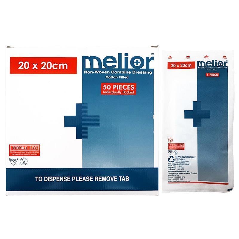 Load image into Gallery viewer, Melior Combine Dressing Pads Sterile 20 x 20cm 50 Pieces/Box
