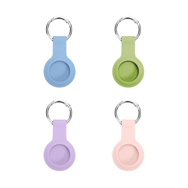 Load image into Gallery viewer, Laser Silicone Key Ring for Apple AirTag - Blue, Green, Purple, Pink 4 Pack
