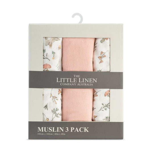 The Little Linen Company Muslin 3pk Wrap Harvest Bunny