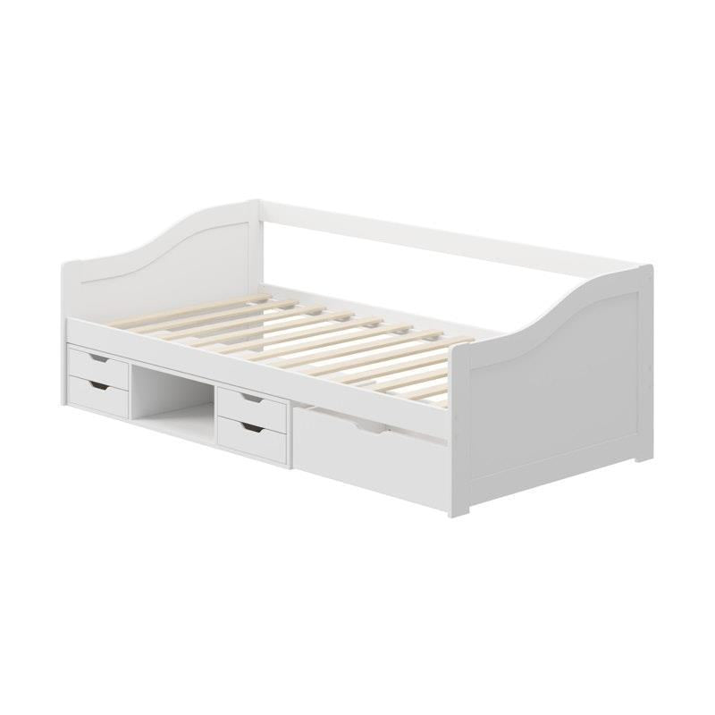 Load image into Gallery viewer, Oikiture Kids Bed Frame Single Daybed with Trundle Storage Drawers Timber White
