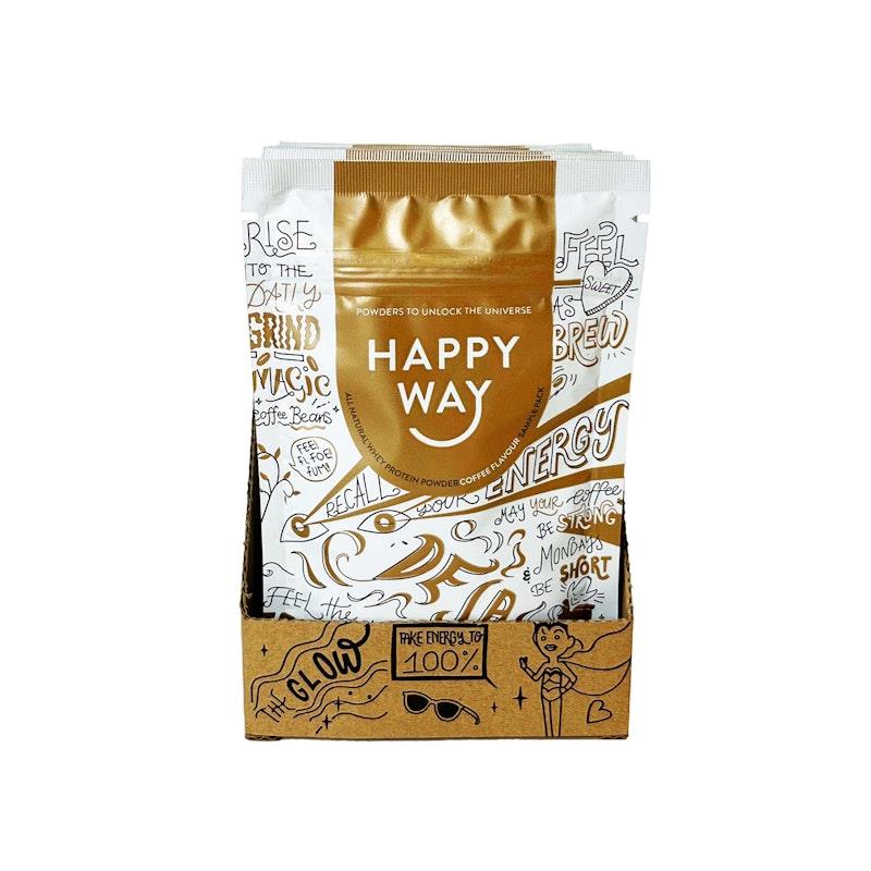 Load image into Gallery viewer, Happy Way Deja Brew Coffee Whey Protein Powder Travel Packs 6x60g

