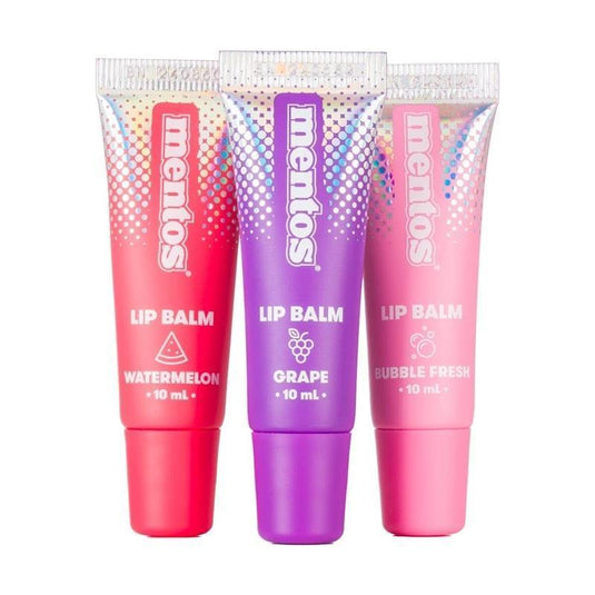 Mentos 3 Pack Lip Balm (Watermelon, Grape & Bubble Fresh) 10ml