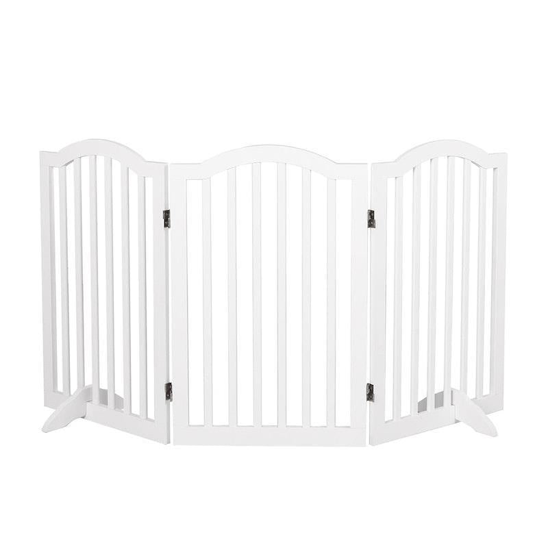 Load image into Gallery viewer, PaWz Wooden Pet Gate Dog Fence Safety Stair Barrier Security Door 3 Panels White 1Pack
