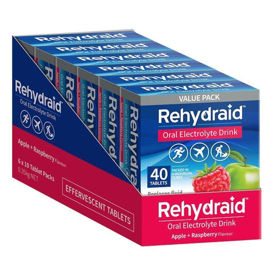 Rehydraid Electrolyte Effervescent Tablets Apple Raspberry 6x40 Packs