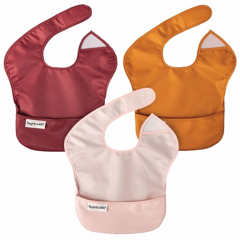 Load image into Gallery viewer, Tiny Twinkle - Mess-proof Easy Bib - Solid Girl Set of 3
