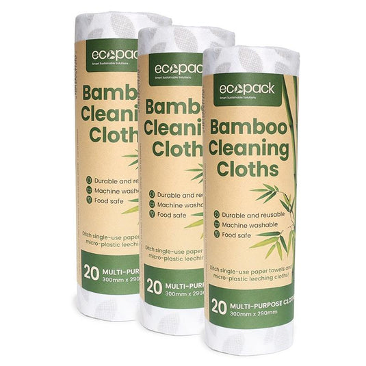 Ecopack Multi-Purpose Bamboo Cloths Bundle 3 Rolls/60 Cloths