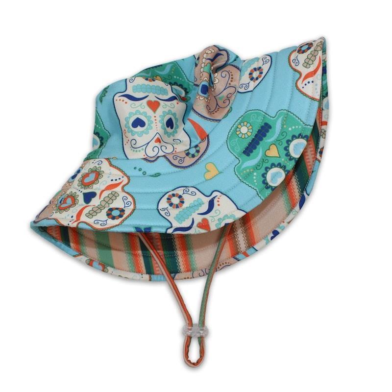 Load image into Gallery viewer, tyoub Kids Wide Brim Bucket Hat Skulls Serape Stripe Extra Large
