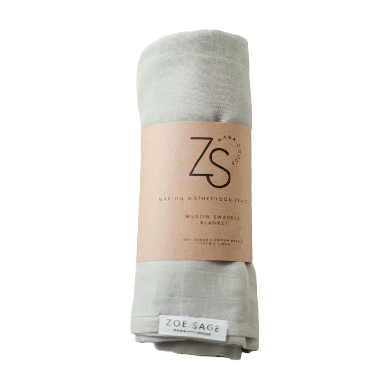 Load image into Gallery viewer, Zoe Sage Organic Muslin Swaddle Wrap Sage Green 1pc
