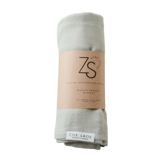 Zoe Sage Organic Muslin Swaddle Wrap Sage Green 1pc
