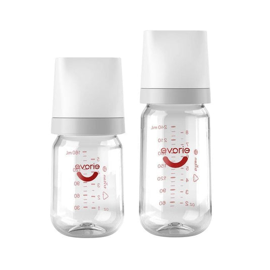 Evorie Tritan Wide-neck Baby Milk Feeding Bottle Starter Set 160mL+240mL, White Pack