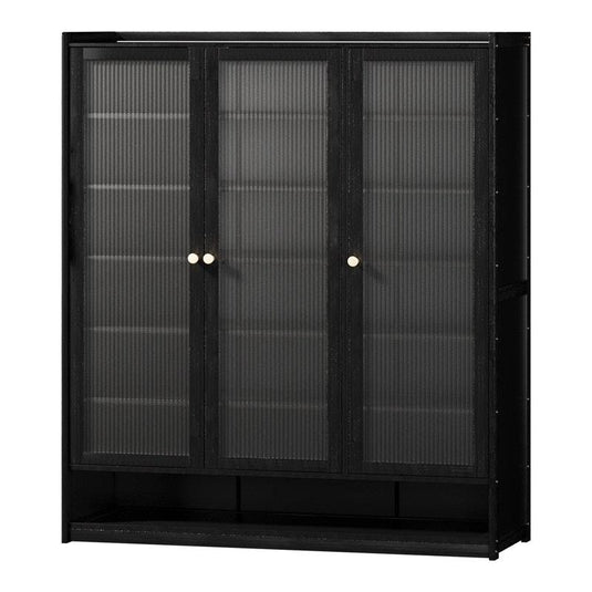 Oikiture Shoe Cabinet Shoes Storage Rack Organiser 3 Doors Shelf Black