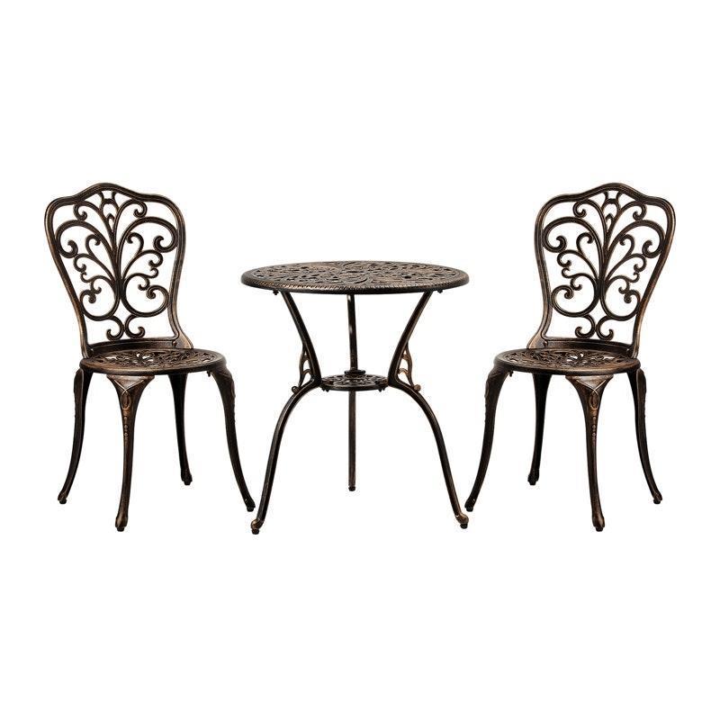 Load image into Gallery viewer, Livsip Bistro Furniture Setting 3 Piece Chairs Table Patio Indoor/Outdoor Set Bronze
