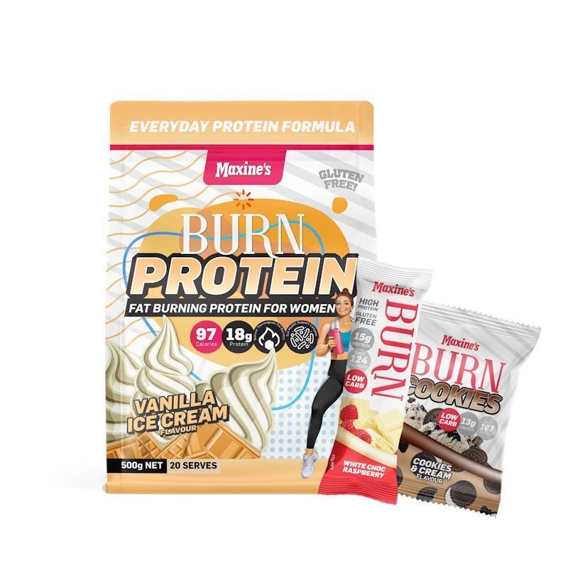 Load image into Gallery viewer, Maxine's Burn Protein Starter 500g - Vanilla Ice Cream Bundle
