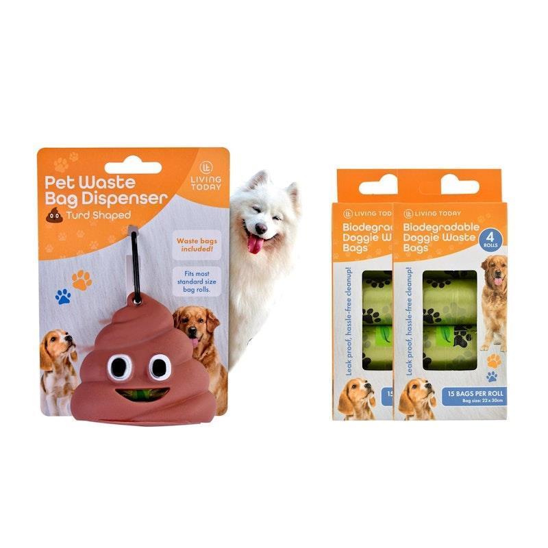 Load image into Gallery viewer, Living Today Pet Dog Poop Dispenser and 135 Biodegradable Unscented Waste Bags Bundle
