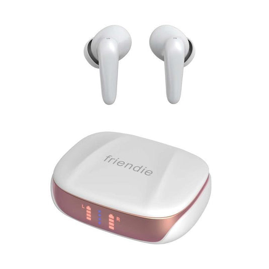Friendie AIR Focus ANC Pearl White and Rose Gold Active Noise Cancelling Earbuds (In Ear Wireless Headphones) 1Set