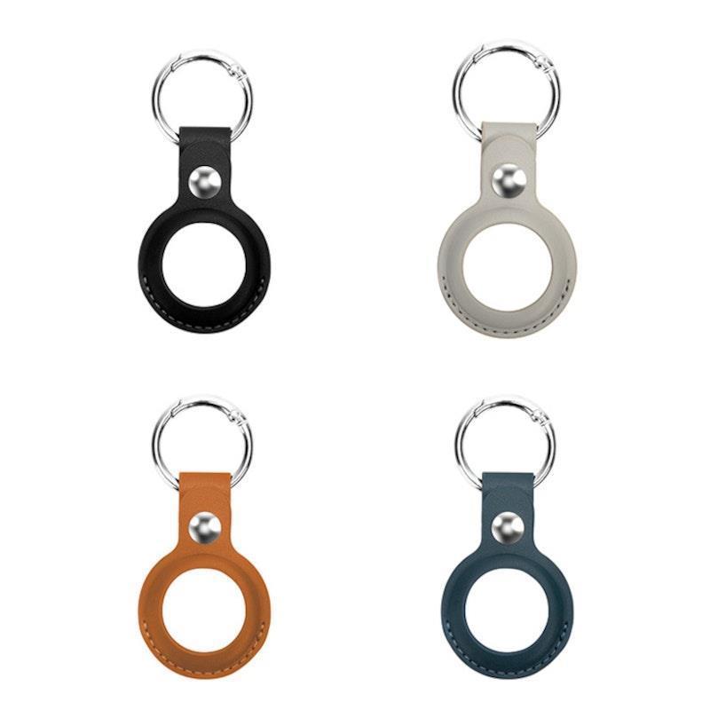 Load image into Gallery viewer, Laser Leather AirTag Key Ring - Black, Brown, Blue, Grey 4 Pack
