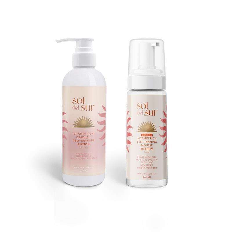 Load image into Gallery viewer, Sol del Sur Self Tan Glow Duo - Medium Clear Bundle
