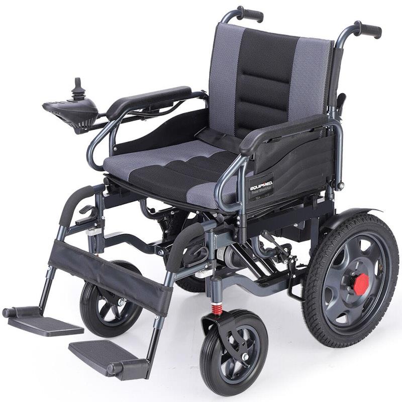 Load image into Gallery viewer, Equipmed Electric Folding Wheelchair Longrange For S-XL Grey &amp; Black

