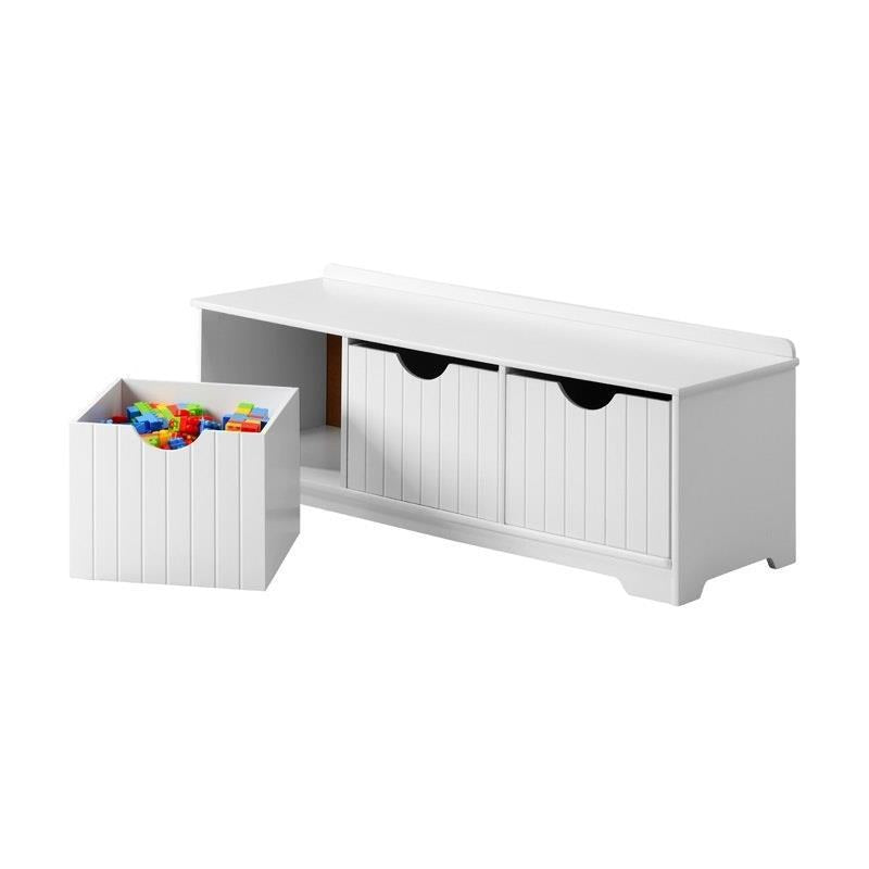 Load image into Gallery viewer, Oikiture Kids Toy Box Chest Storage Box Children Room Organiser Seating Bench White
