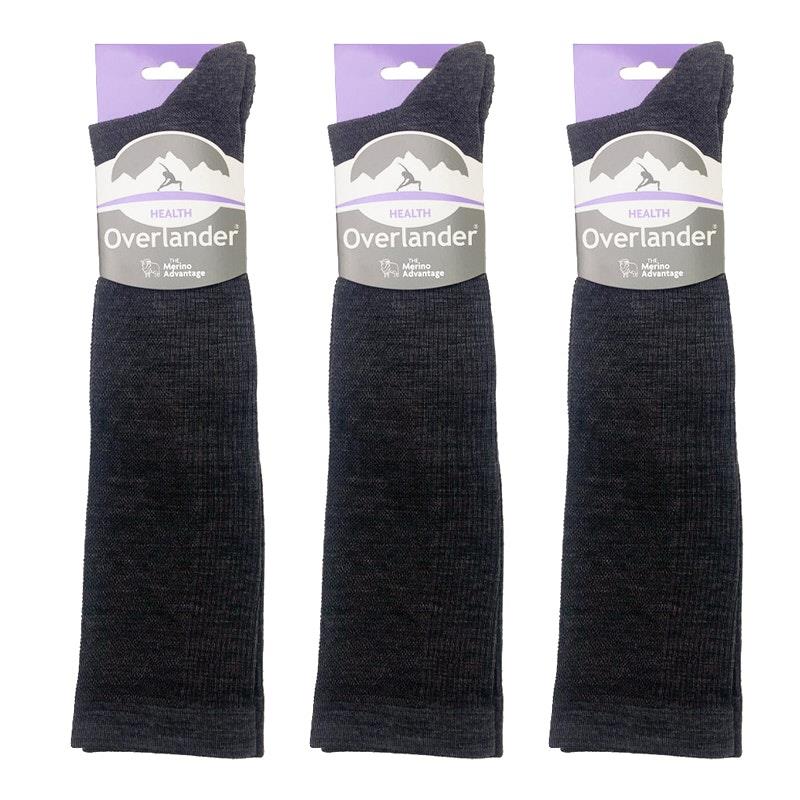 Load image into Gallery viewer, Overlander 3 Pairs of Women's Merino Wool Health Compression Socks - Charcoal Melange Size 2-8
