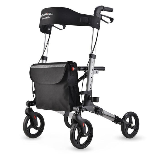 Equipmed Foldable Aluminium Walking Frame Rollator Silver