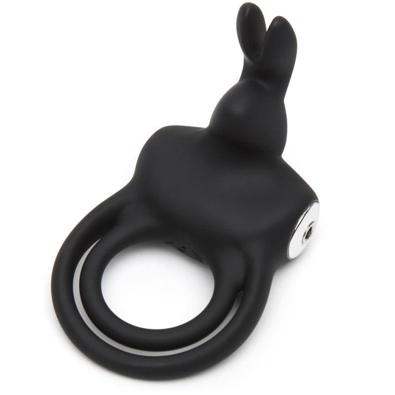 Load image into Gallery viewer, Happy Rabbit Stimulating Rechargeable Rabbit Ring Black 1pc
