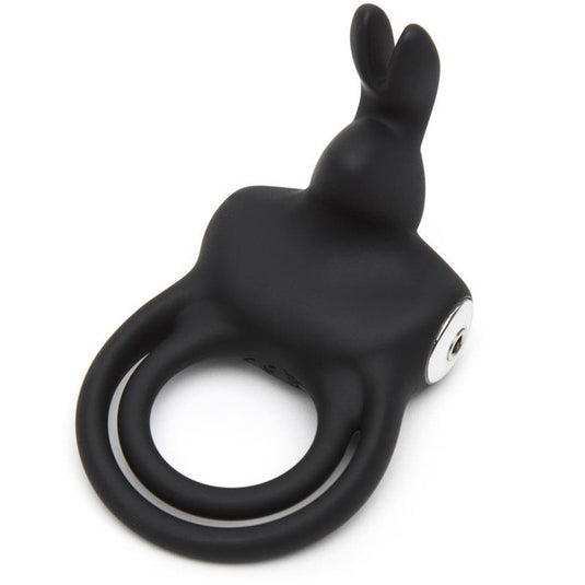 Happy Rabbit Stimulating Rechargeable Rabbit Ring Black 1pc