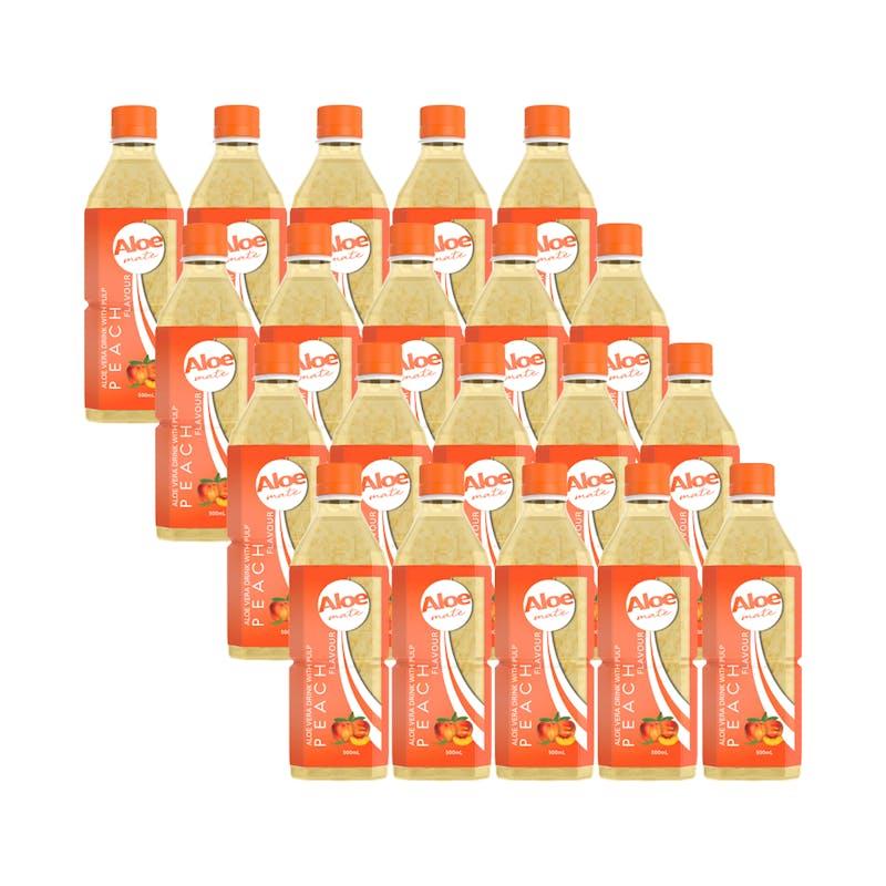 Load image into Gallery viewer, Aloe Mate Aloe Vera 500mL Peach 20Pack
