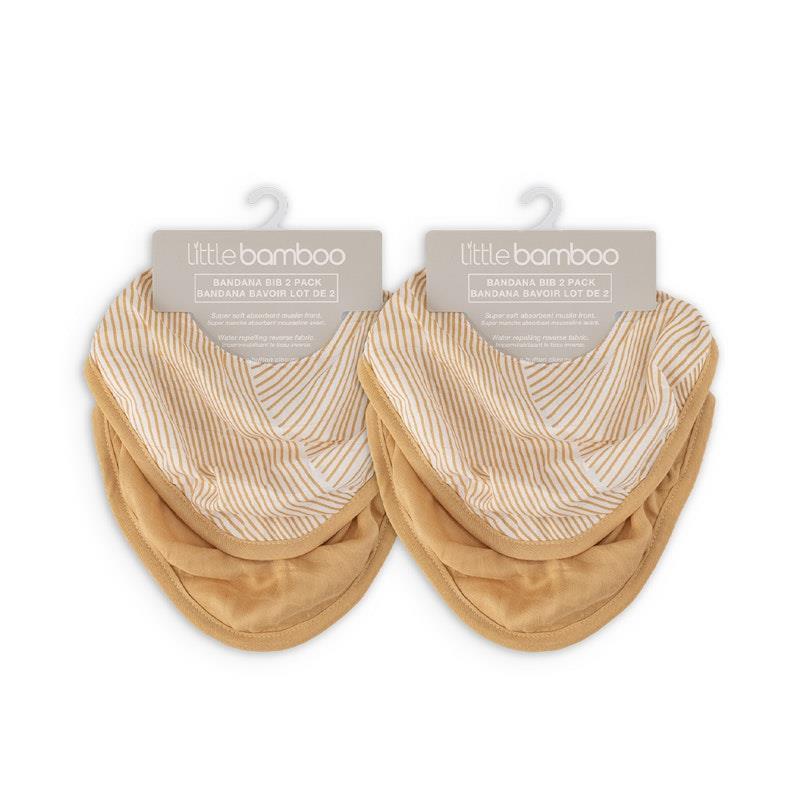 Load image into Gallery viewer, Little Bamboo Muslin Bib - Linear Sands Marigold 4Pack
