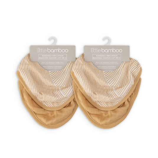 Little Bamboo Muslin Bib - Linear Sands Marigold 4Pack