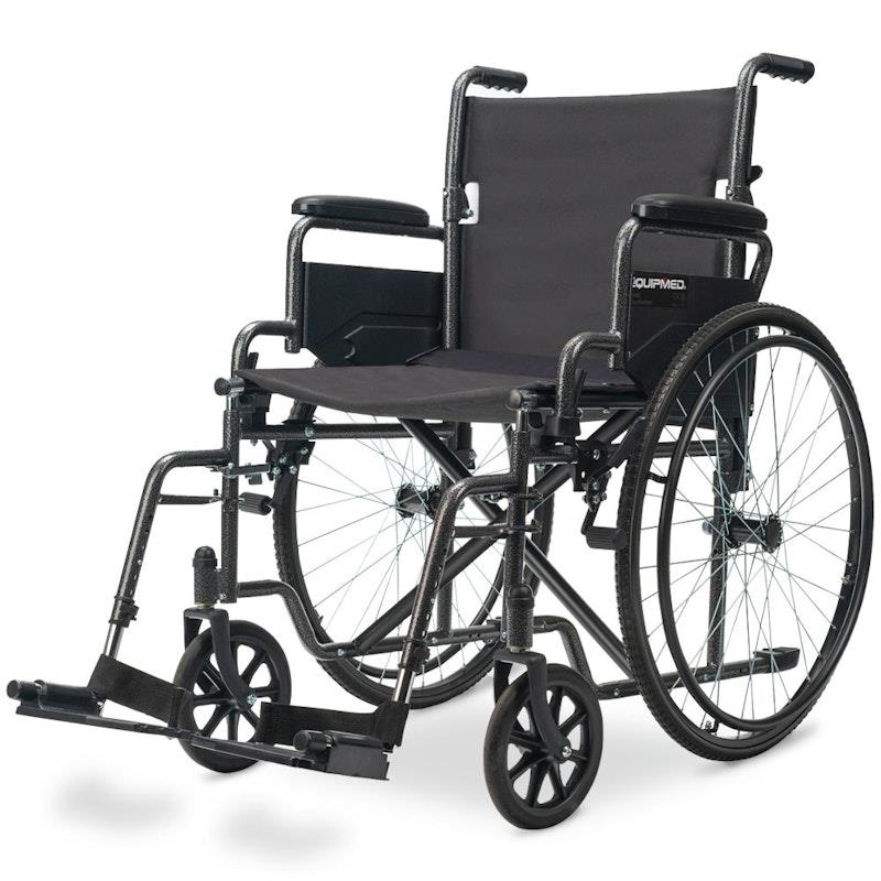 Load image into Gallery viewer, Equipmed 24 Inch Folding Wheelchair X-Large Dark Grey
