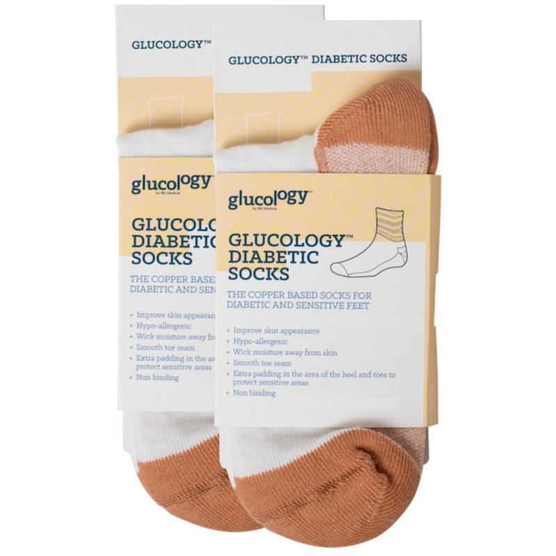 Load image into Gallery viewer, Glucology Copper Based Loose Top Classic Socks 2 Pairs White Large
