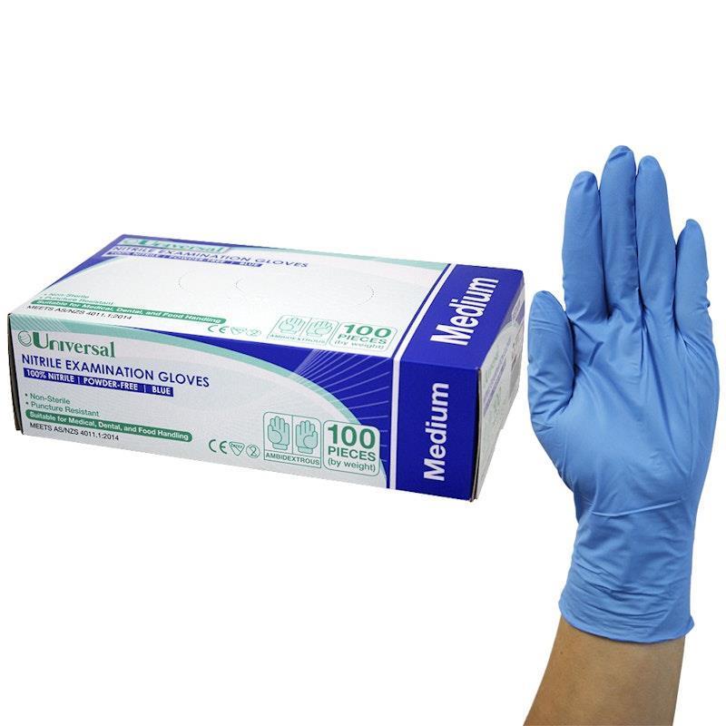 Load image into Gallery viewer, Universal Choice Nitrile Examination Gloves AS NZ Powder Free Medium 100 Pieces/Box
