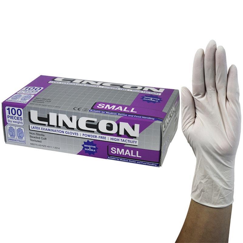 Load image into Gallery viewer, Lincon Biodegradable Latex Examination Gloves AS NZ Powder Free Small 100 Pieces/Box
