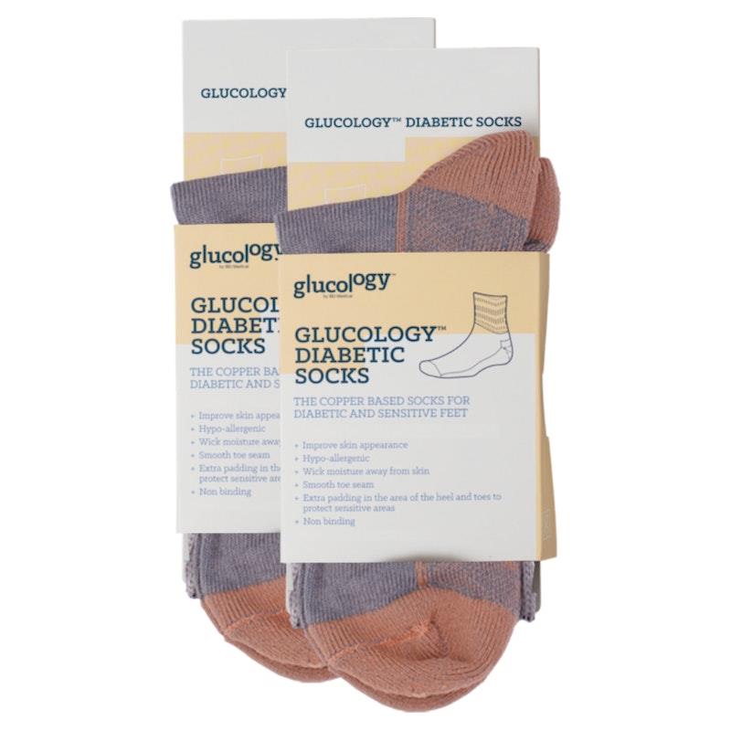 Load image into Gallery viewer, Glucology Copper Based Loose Top Classic Socks 2 Pairs Grey Large
