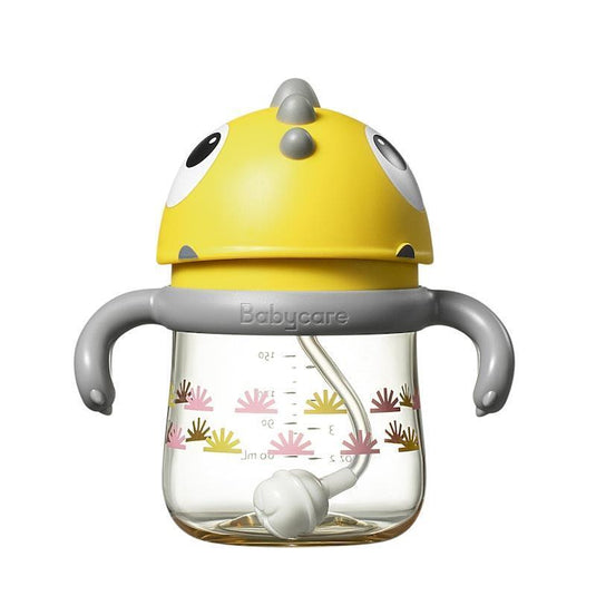 Bc Babycare T-REX TOBY Weighted Straw Sippy Cup 150ml (with Handle) Yellow