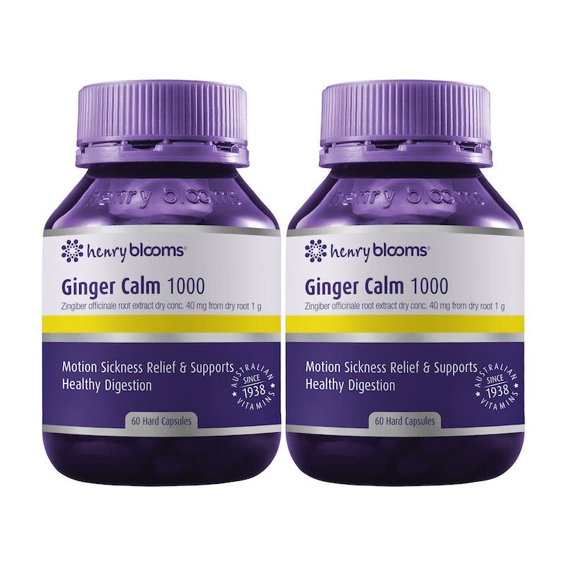 Load image into Gallery viewer, Henry Blooms Ginger Calm 1000 (Pack of 2 Bundle) 60 Capsules
