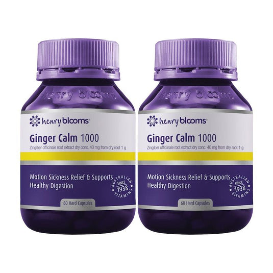 Henry Blooms Ginger Calm 1000 (Pack of 2 Bundle) 60 Capsules