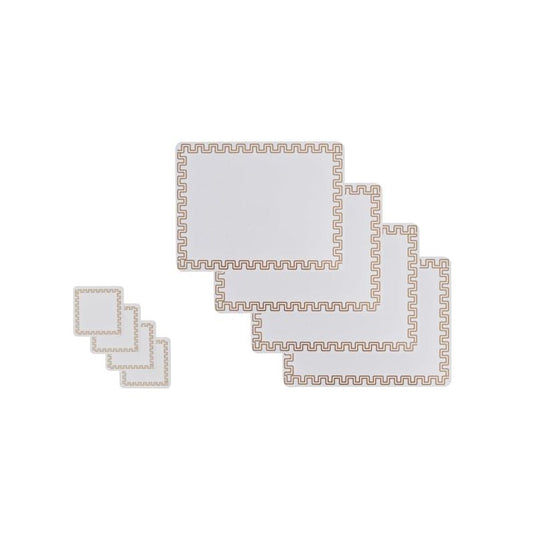 Clevinger MDF Placemats and Coasters Gold Border 8 Pieces