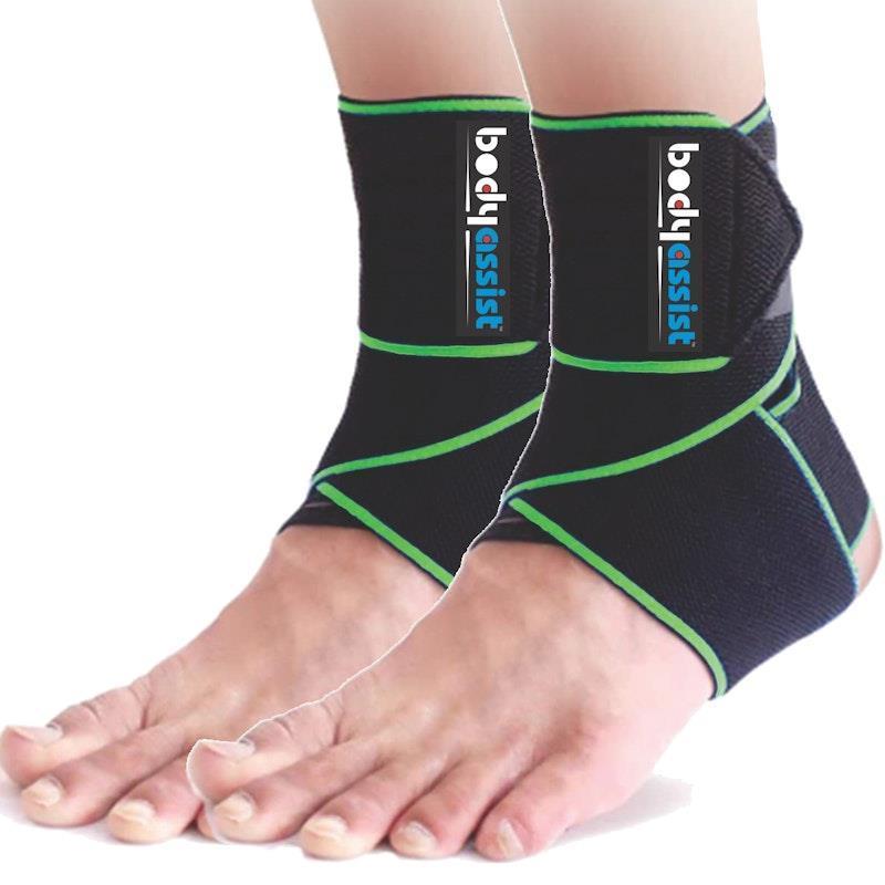Load image into Gallery viewer, BodyAssist Contoured 4-Way Sports Elastic Ankle Strap x 2 Bundle One Size
