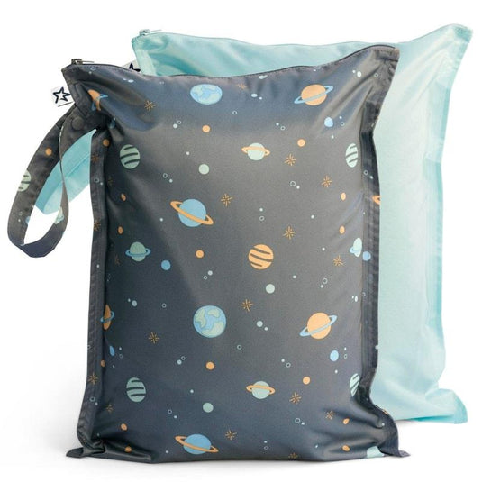 Tiny Twinkle - Mess - Proof Wet Bag 2 Pack Space & Sage