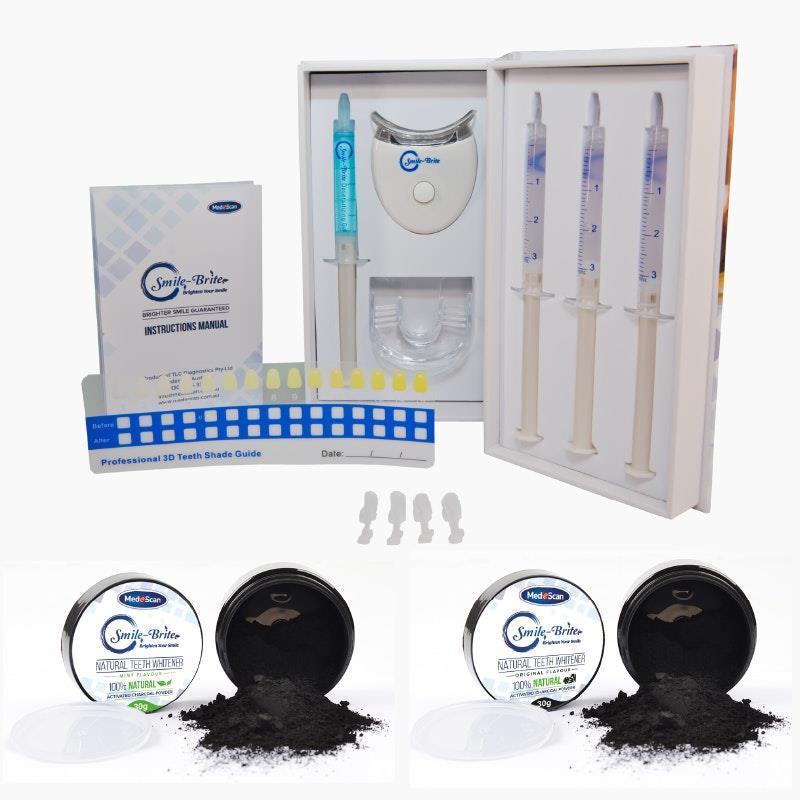 Load image into Gallery viewer, MedeScan Smile-Bright Teeth Whitening System With Bonus Charcoal Powders Bundle
