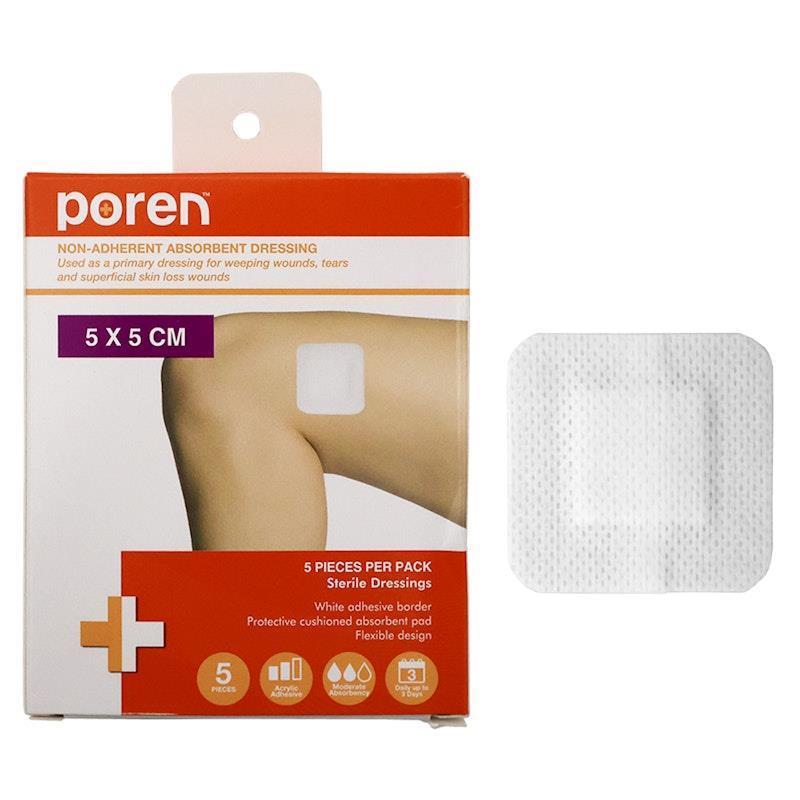 Load image into Gallery viewer, Poren Non-Adherent Absorbent Dressing Sterile 5 x 5cm 5Pack

