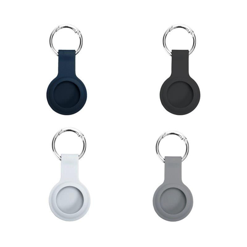 Load image into Gallery viewer, Laser Silicone AirTag Key Ring - Black, White, Blue, Grey 4 Pack
